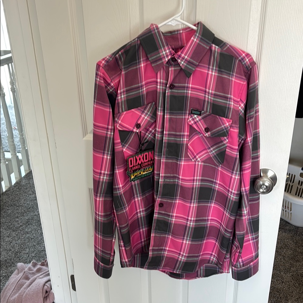 DIXXON Vibrant Pink and Gray Plaid Shirt